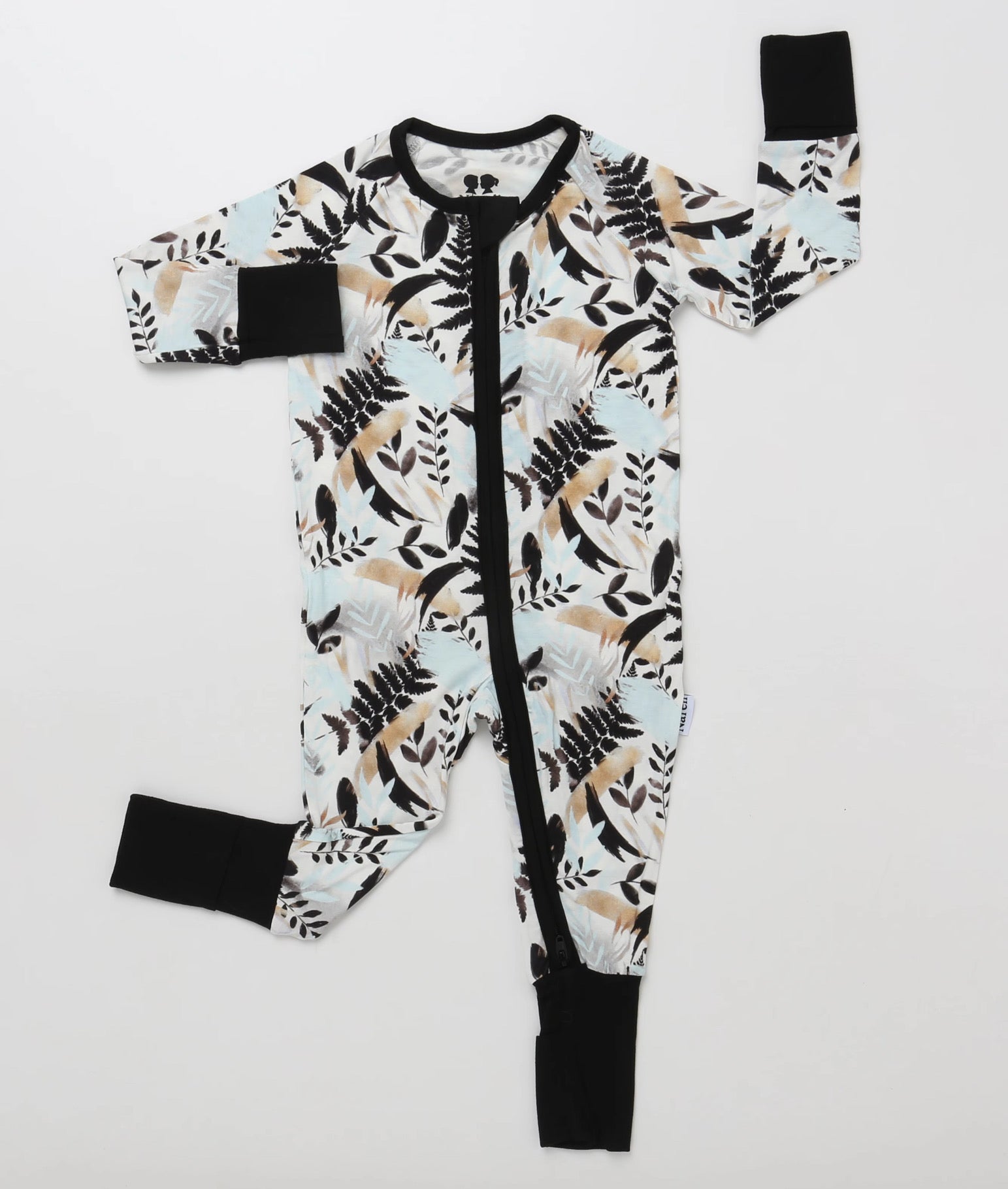 Blue Leaves Bamboo Zipper Sleepwear